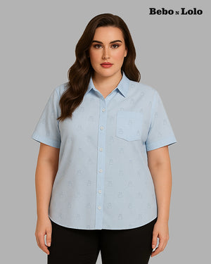 Embroidered Plus Size Shirt with letter "a" design
