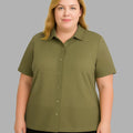 Rhinestone Work Plus Size Shirt - bebonlolo