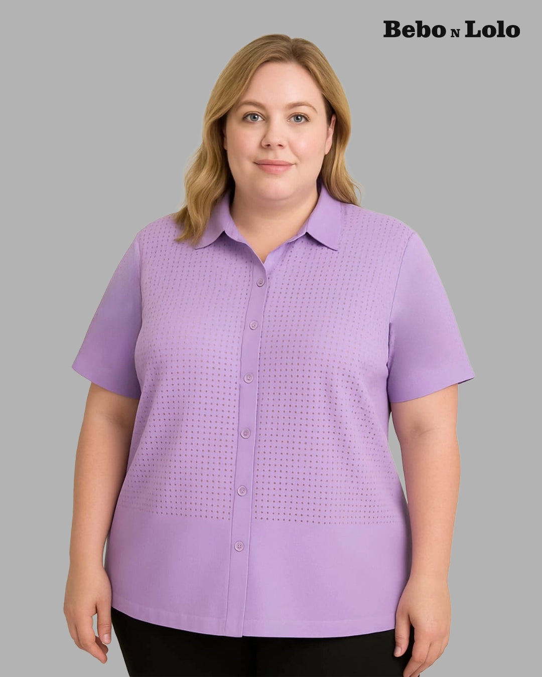 Rhinestone Work Plus Size Shirt - bebonlolo