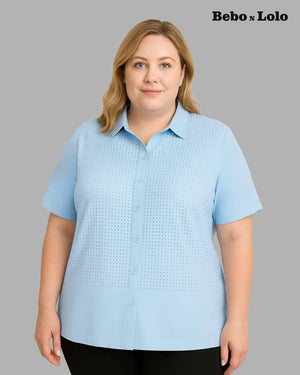 Rhinestone Work Plus Size Shirt - bebonlolo
