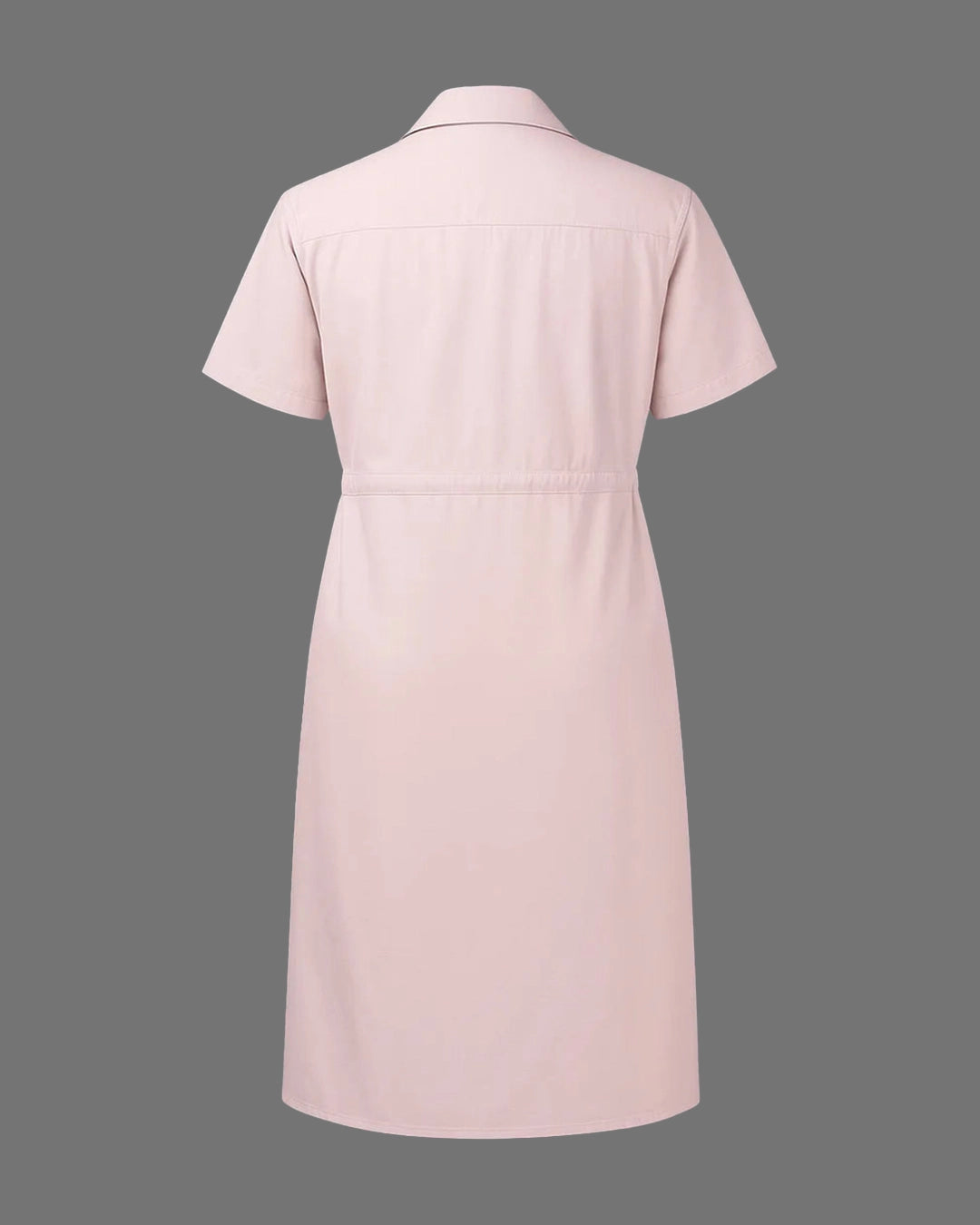 Pink dress with short sleeves on a gray background