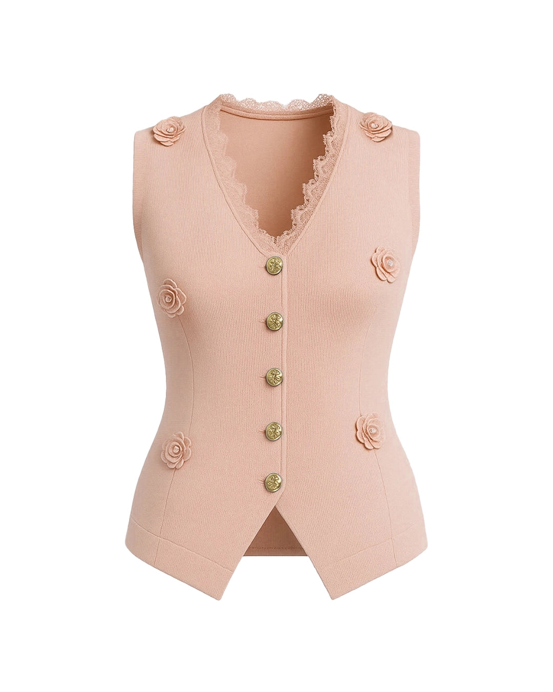 Luxe Waistcoat with Flower Gold Button