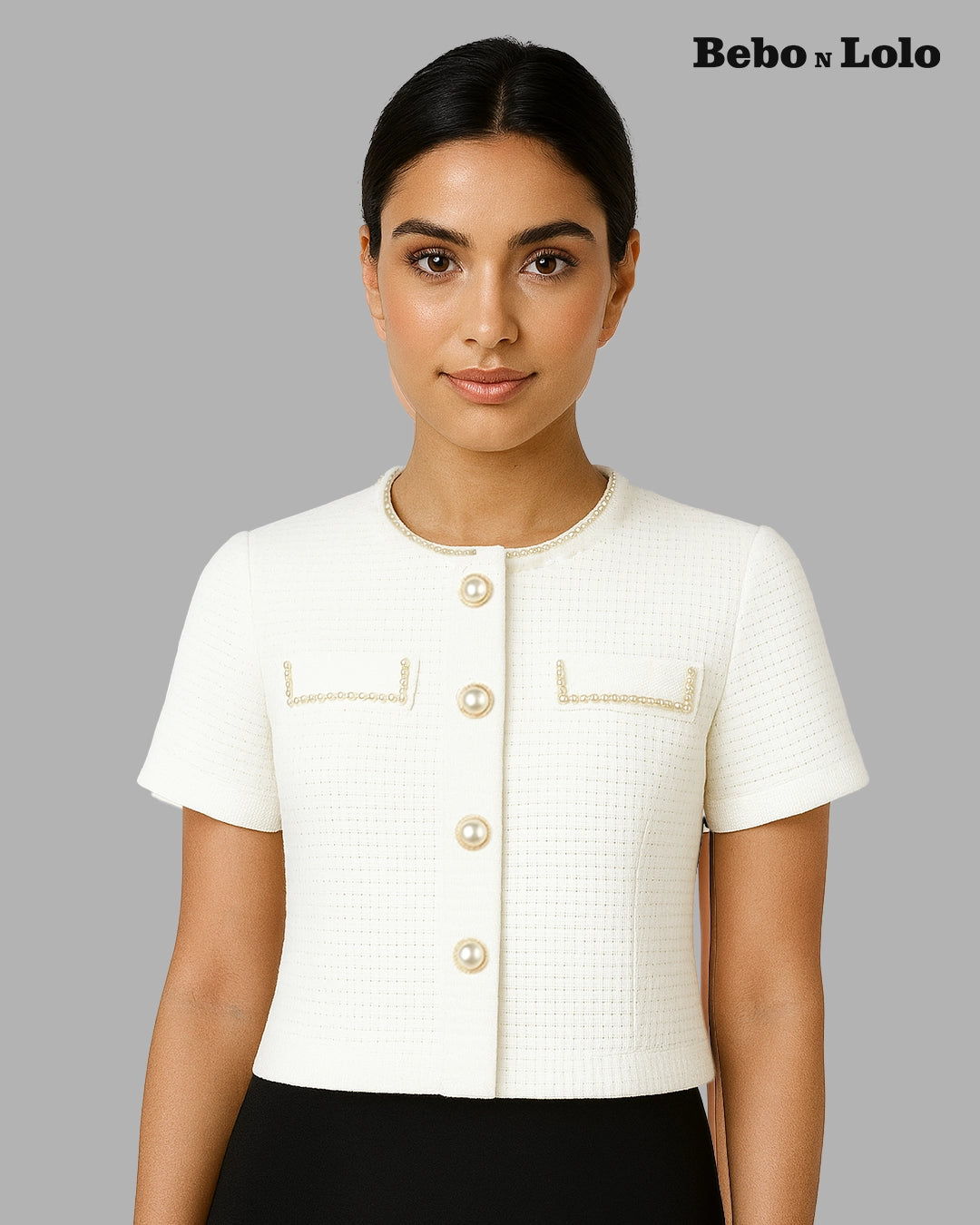 Pearl Trim Tweed blazer