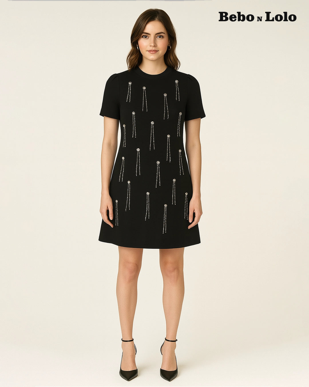Embellished Mini Dress - bebonlolo