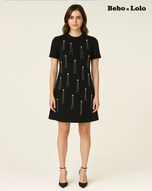 Embellished Mini Dress - bebonlolo