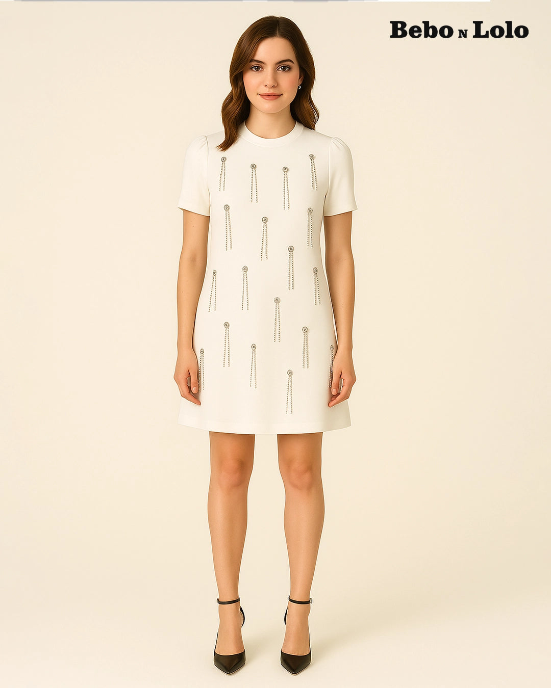 Embellished Mini Dress - bebonlolo