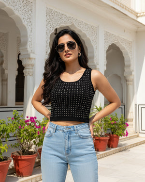 Studded Knitted Crop Top