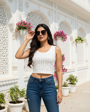 Studded Knitted Crop Top