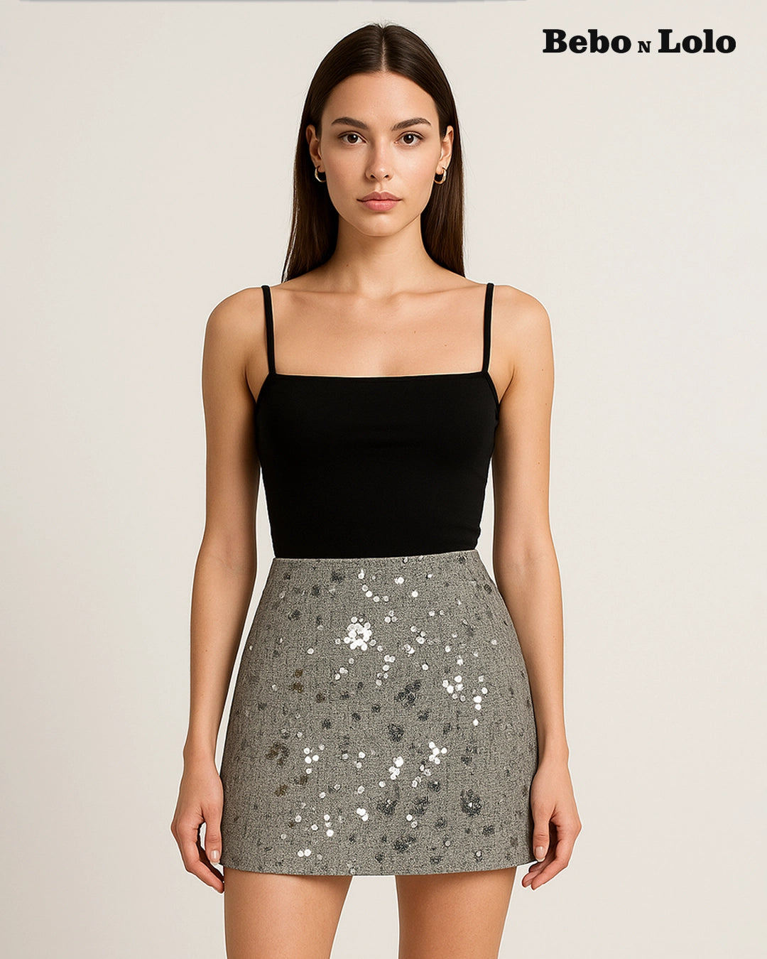 Cocktail Sequin Embellished Mini Skirt