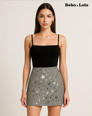 Cocktail Sequin Embellished Mini Skirt