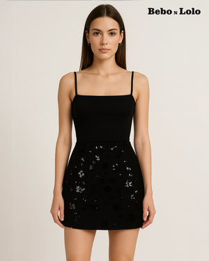 Cocktail Sequin Embellished Mini Skirt