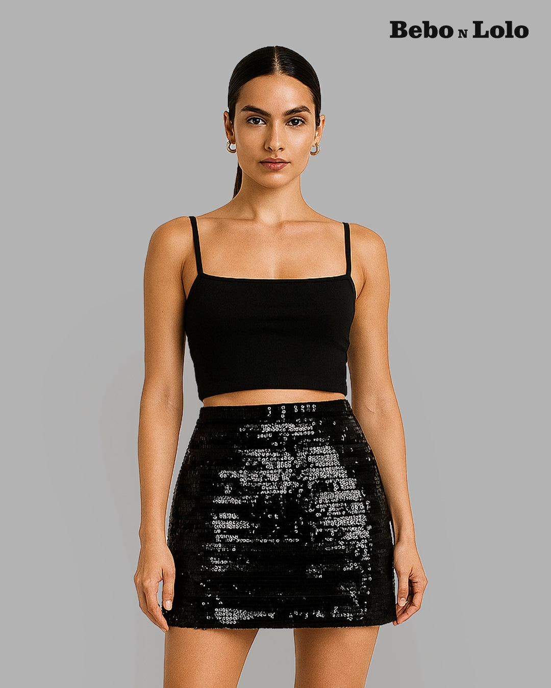 Black sabine sequin mini skirt