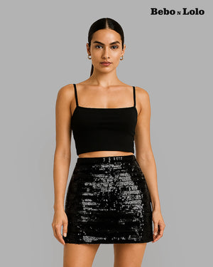 Black sabine sequin mini skirt