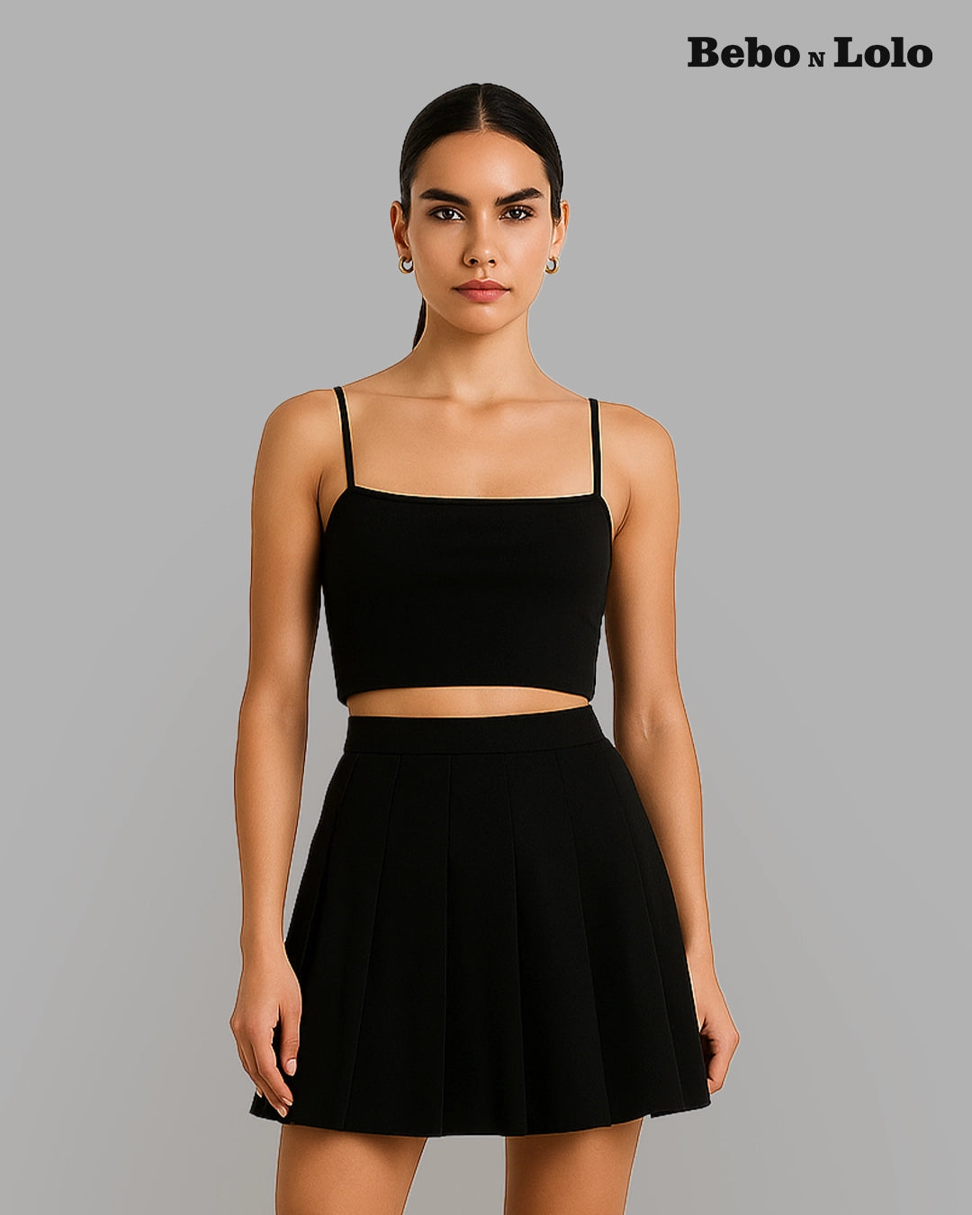 High waist pleated short skirt