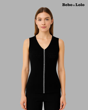 Crystal Line Luxe Ribbed Knit top