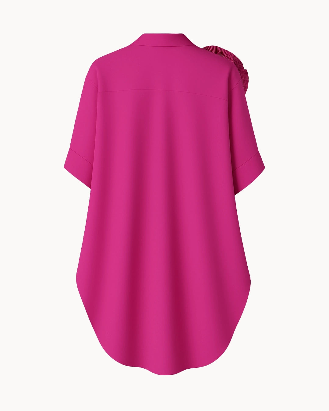 Pink blouse with a bow detail on a white background