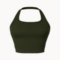 Olive Active Ribbed Halter Crop Top