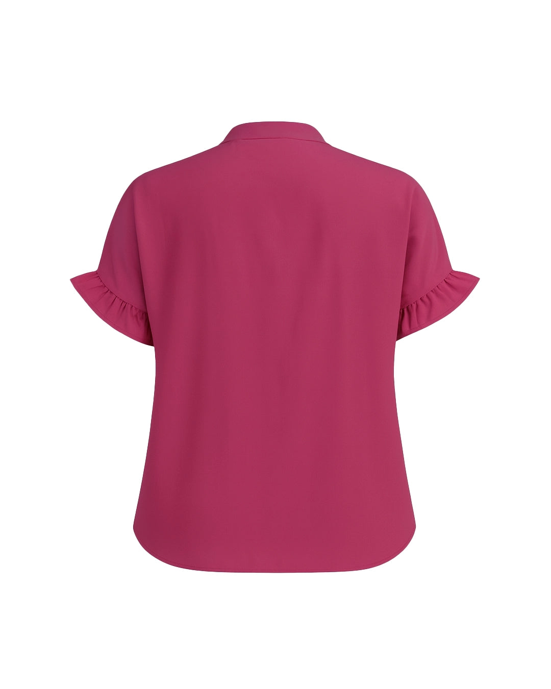 Pink blouse with ruffled sleeves on a white background