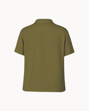 Green polo shirt on a white background