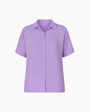 Purple short-sleeve shirt on a white background