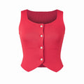 Red vest with button details on a white background