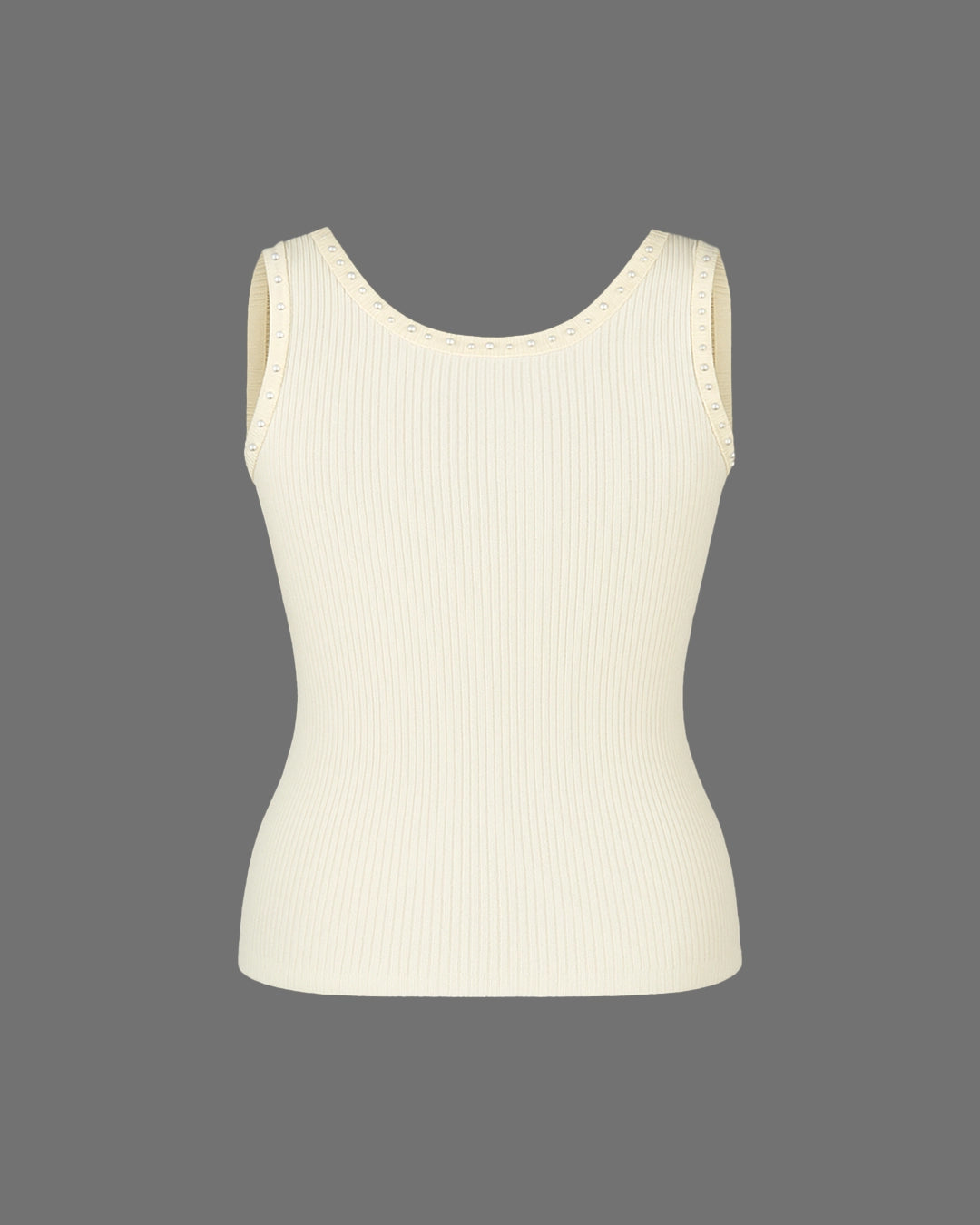 White ribbed tank top on a gray background