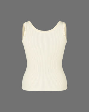 White ribbed tank top on a gray background