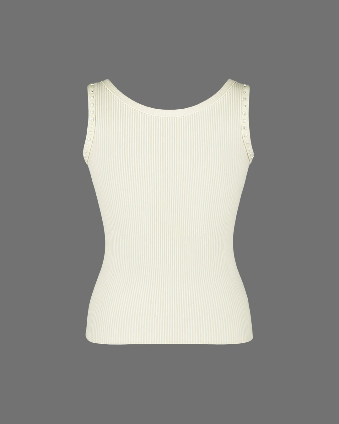 White ribbed tank top on a gray background