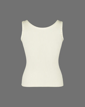White ribbed tank top on a gray background