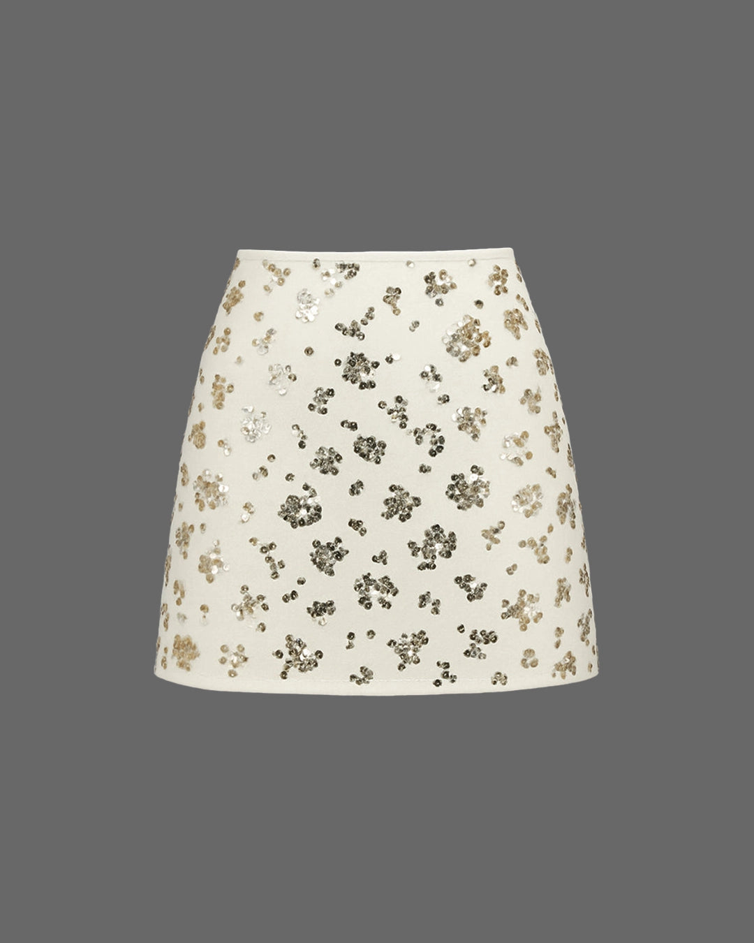Floral patterned skirt on a gray background