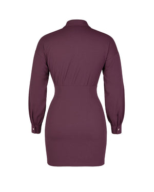 Purple dress with long sleeves on a white background