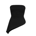 Textured Asymmetric Off-Shoulder Black Top