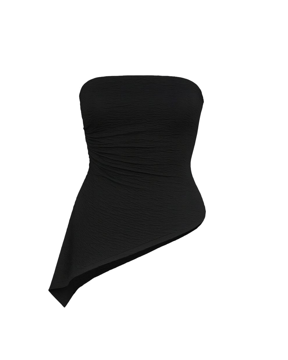 Textured Asymmetric Off-Shoulder Black Top