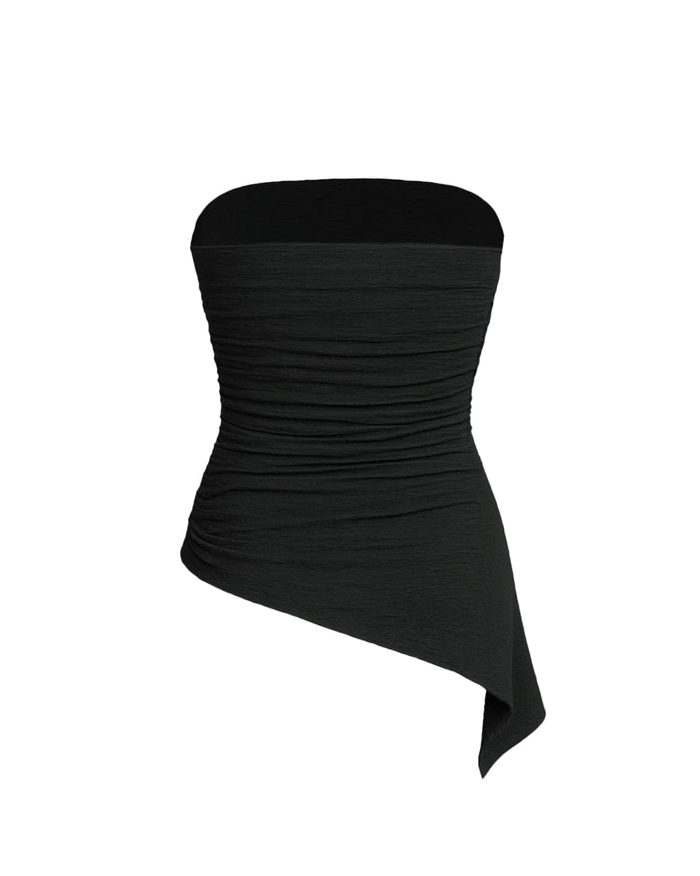 Textured Asymmetric Off-Shoulder Black Top