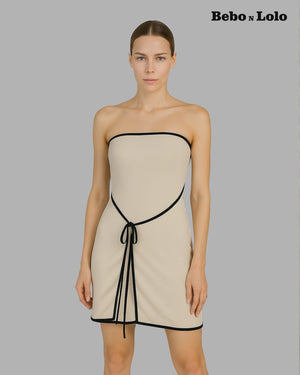 Contrast Trim Strapless Bodycon Dress -front view