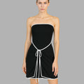 Contrast Trim Strapless Bodycon Dress 
