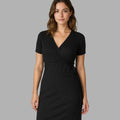 Classic Wrap Black Ribbed Mini Dress - bebonlolo