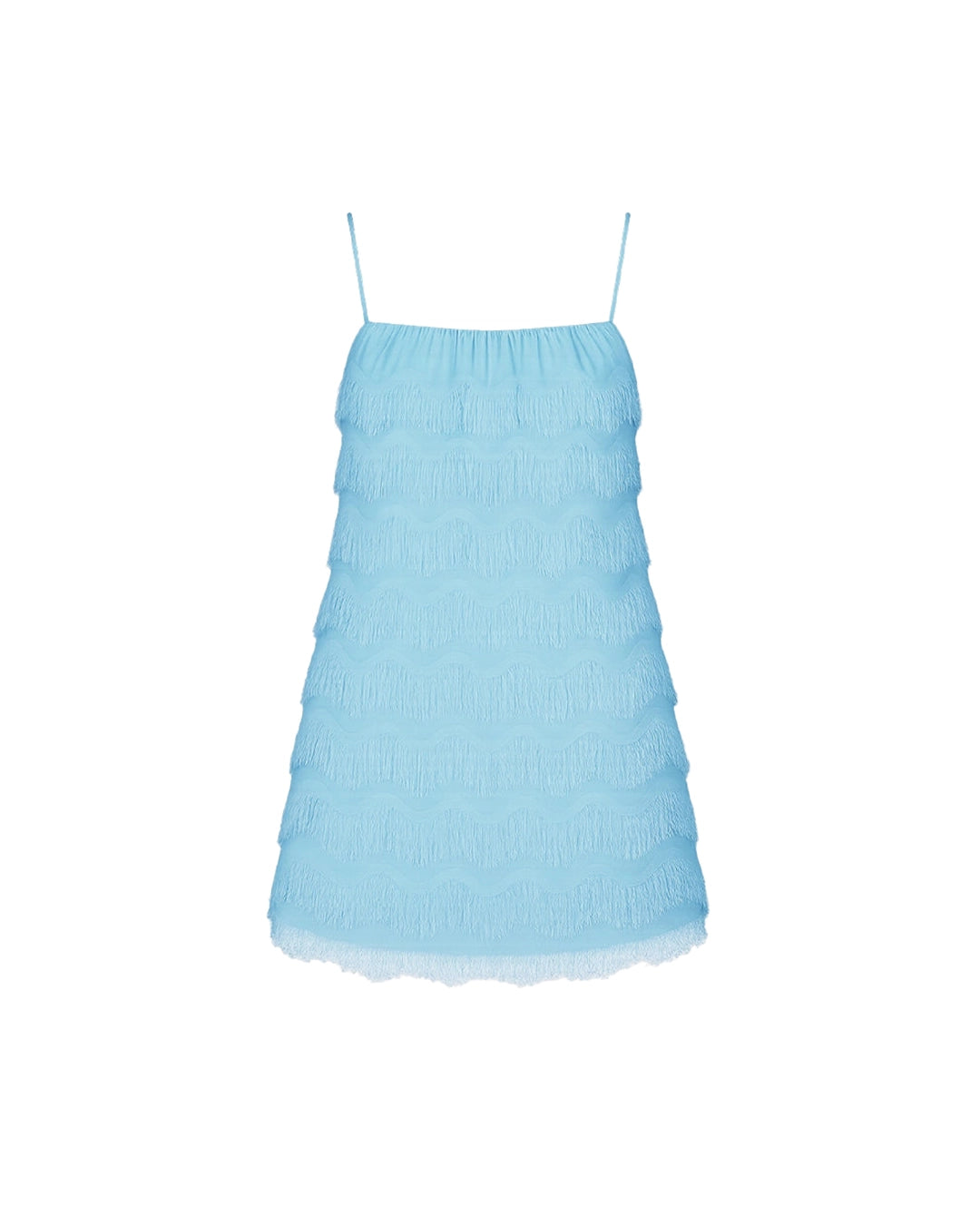 Light blue dress with thin straps on a white background
