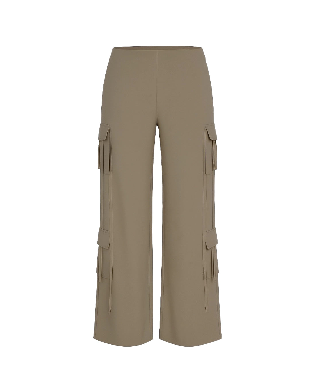 Khaki cargo pants on a white background