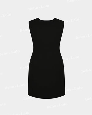 Midnight Muse Sleeveless Black Button Dress