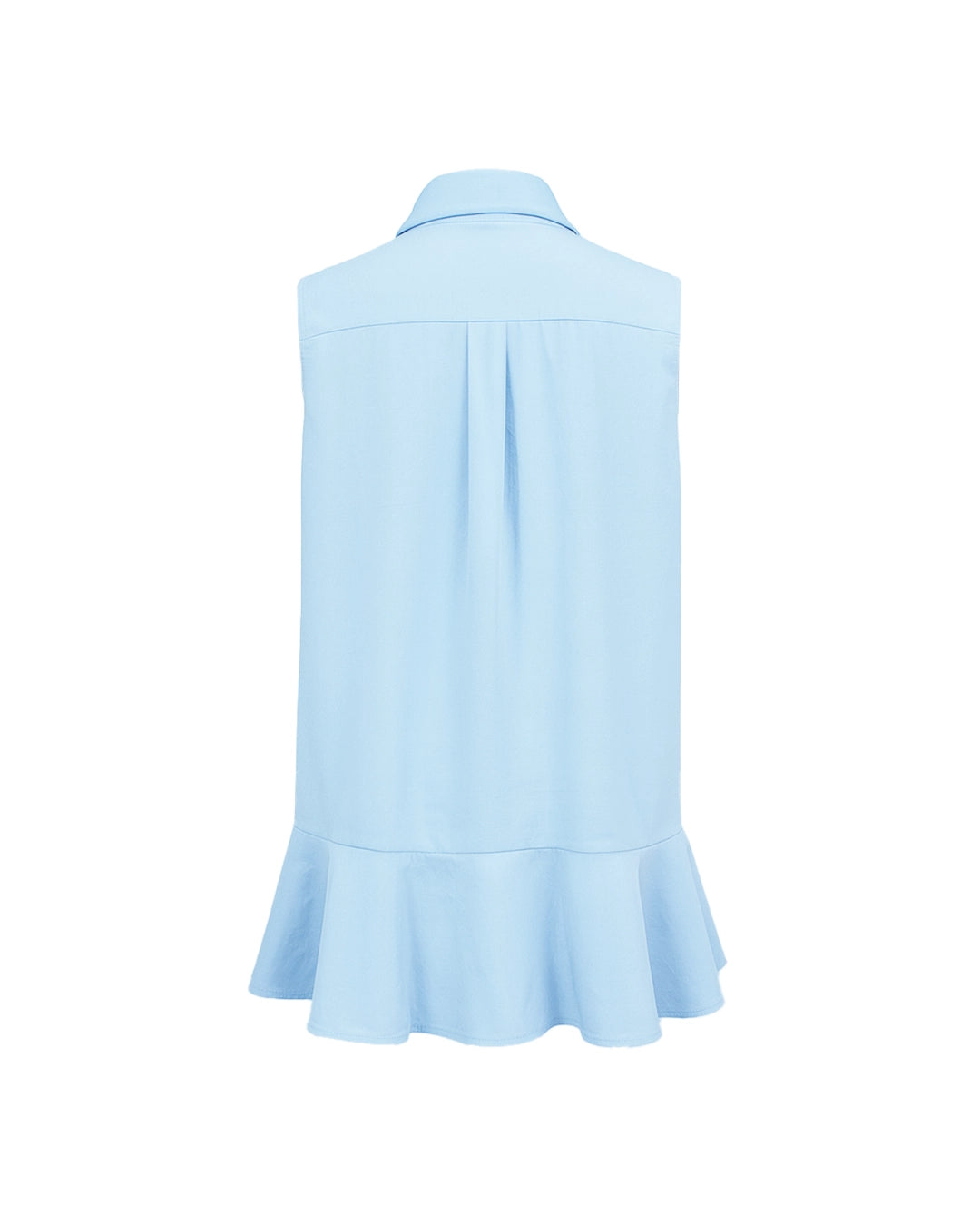 Light blue dress with a ruffled hem on a white background