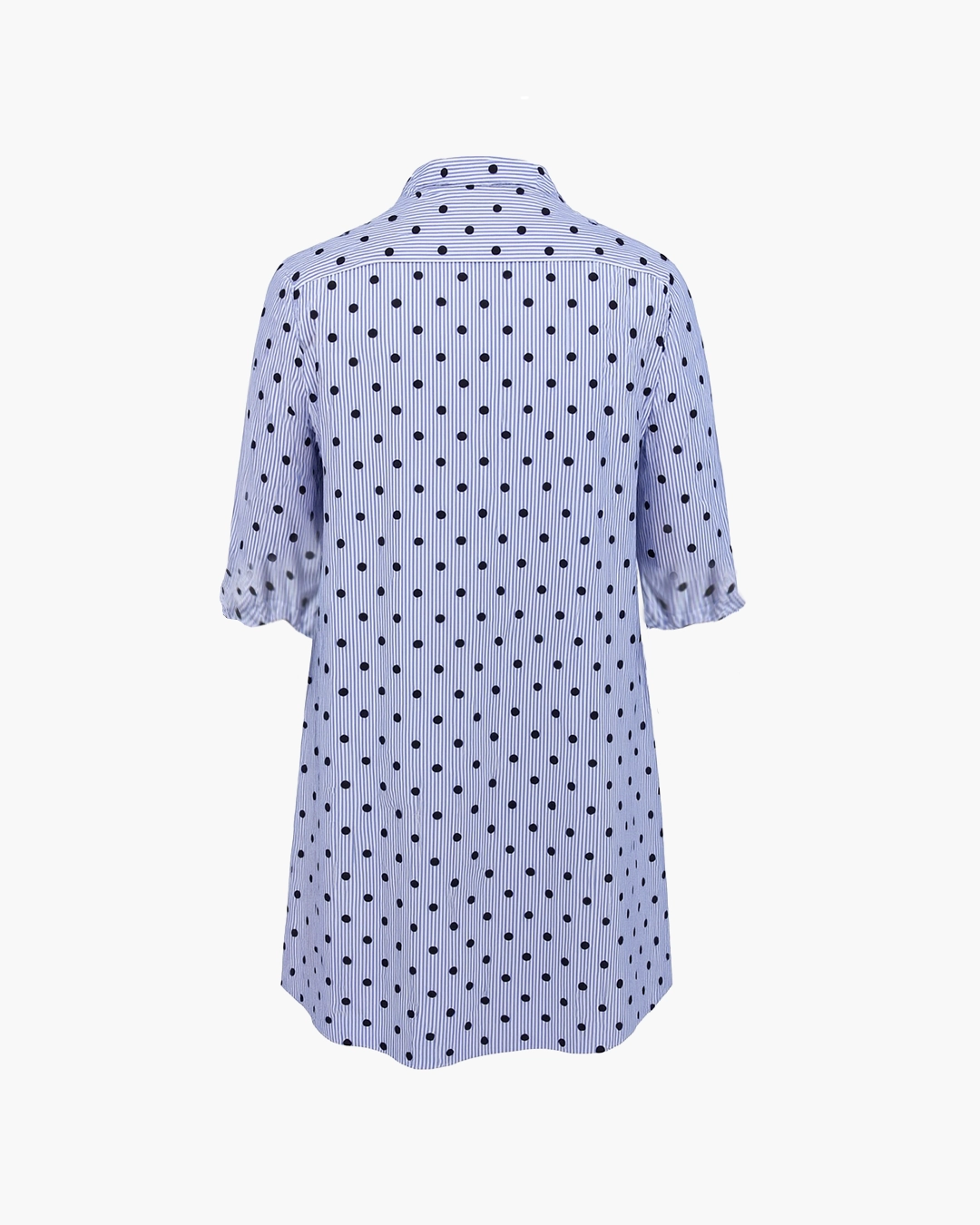 Short-sleeve shirt with a polka dot pattern on a white background