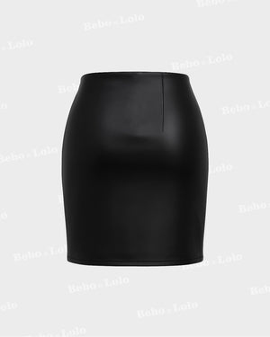 BeboNLolo Sculpt Suede Mini Skirt in black with sleek fitted design – Back View
