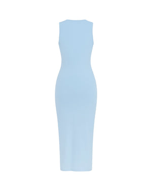 Light blue sleeveless dress on a white background