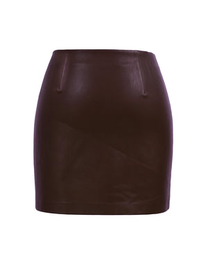 Brown leather skirt on a white background