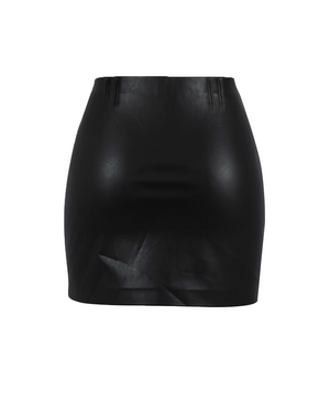 Black leather skirt on a white background