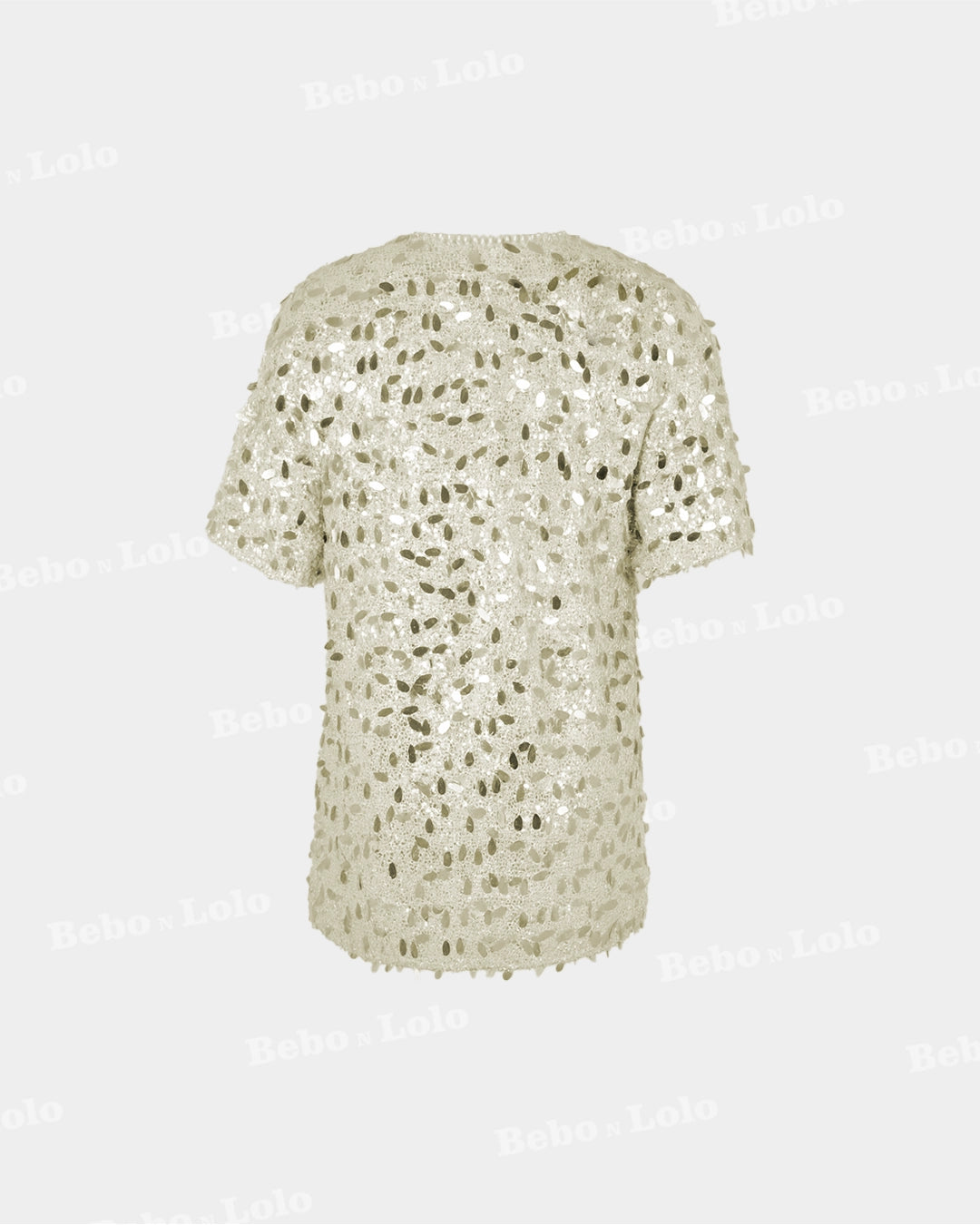 BeboNLolo Radiant Sequin Embellished Dress in cream shade featuring delicate sequins – Back View