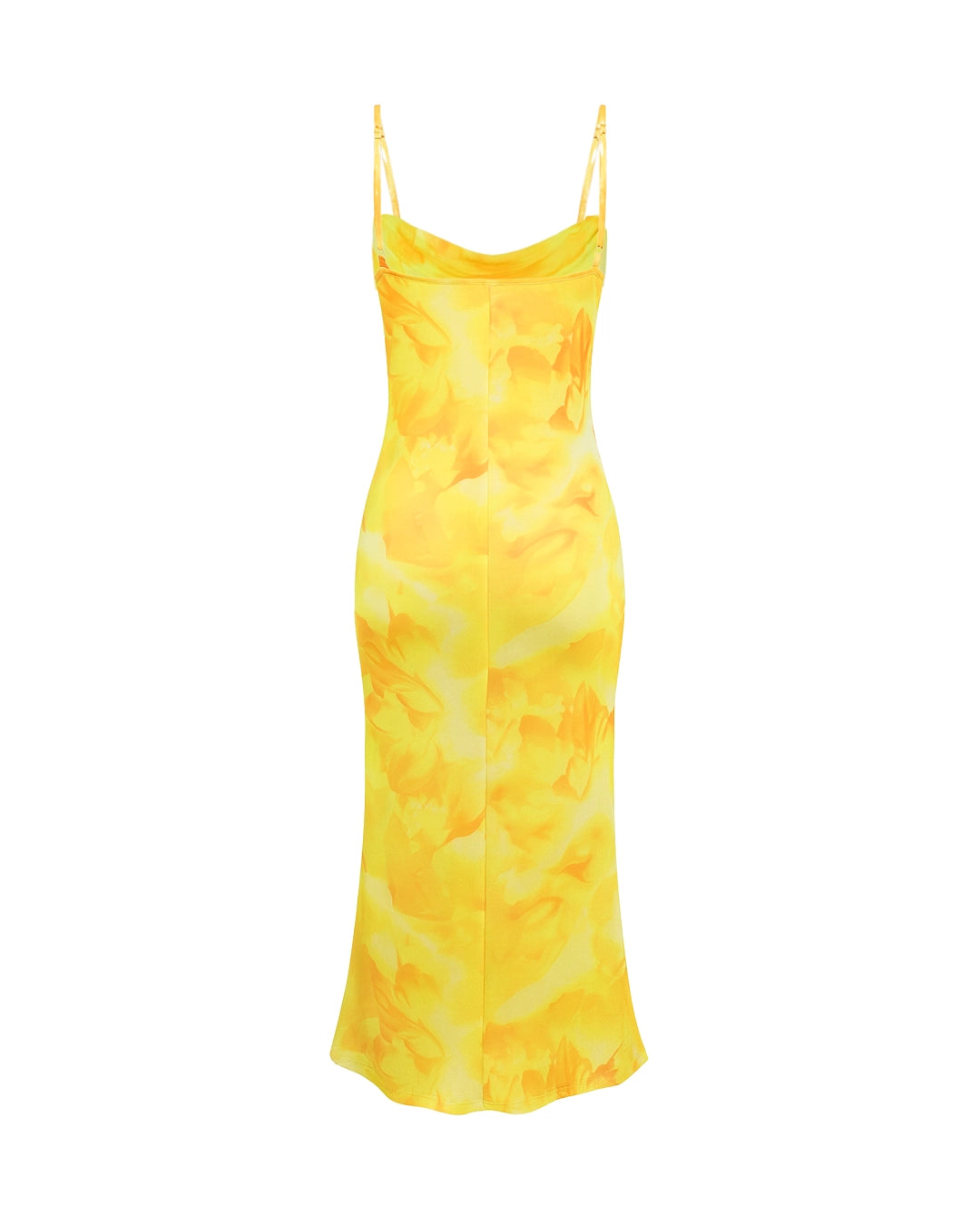  yellow dress against a gray background