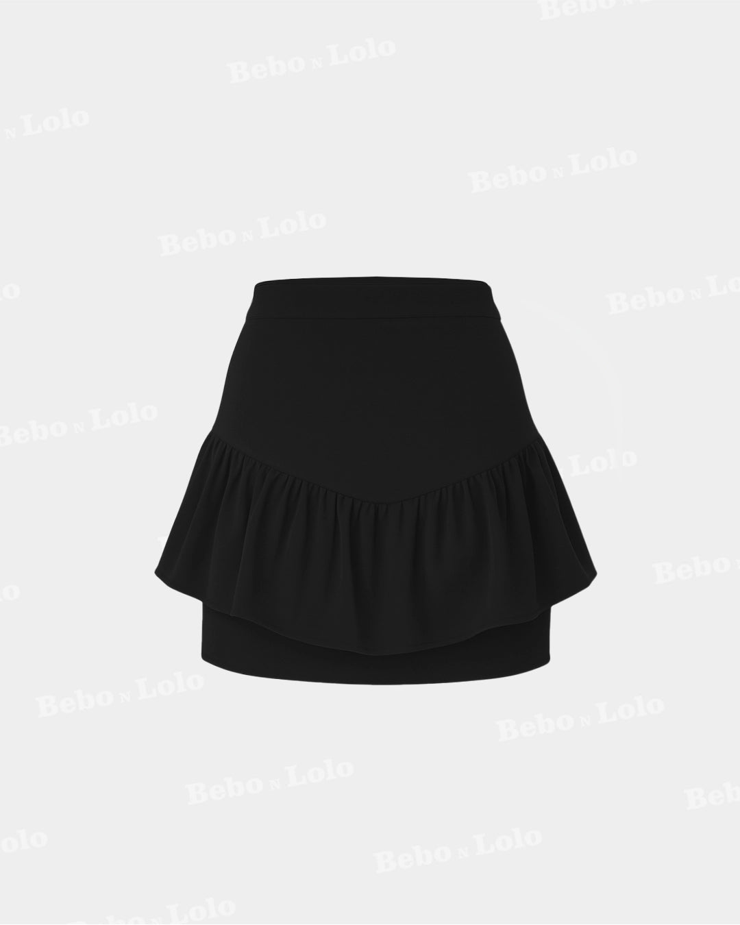 Flounce Mode Black Scuba Ruffle Skirt