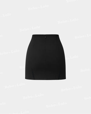 BeboNLolo black embellished high-waist mini skirt with pearl studded diamond pattern